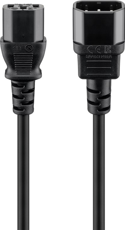 Skjøtekabel C13 & C14 plug, 3 m, Black, (3*1 mm²)