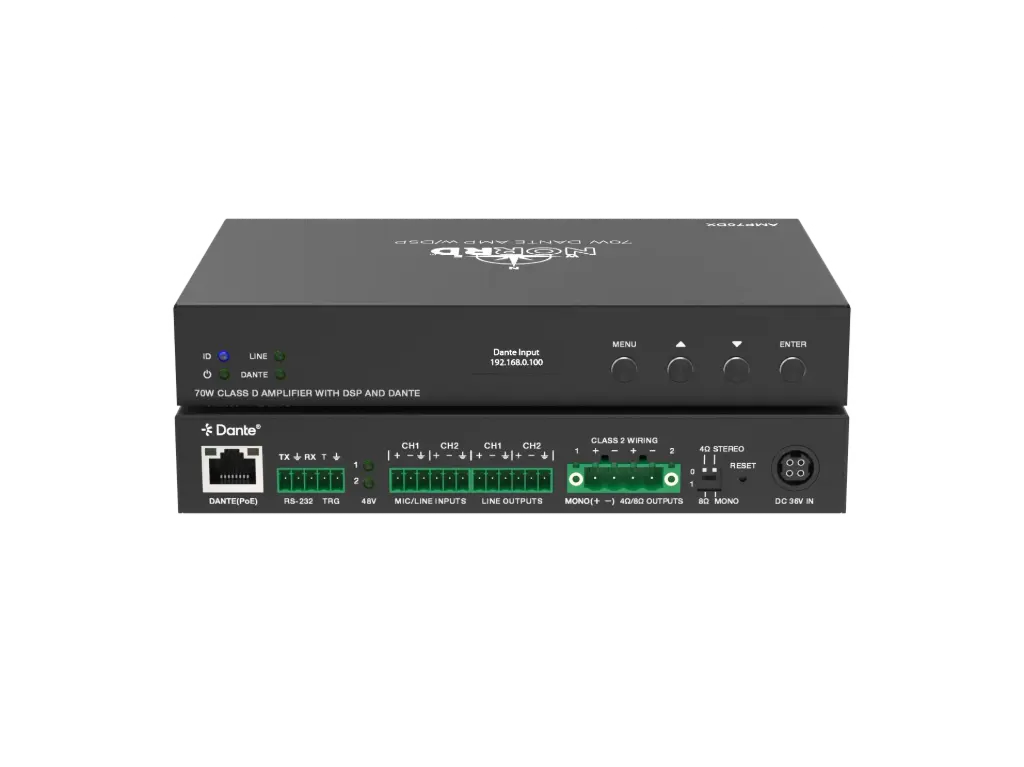 Norrd AMP70DX 70W Stereo Amplifier Compact w/ Dante & DSP 